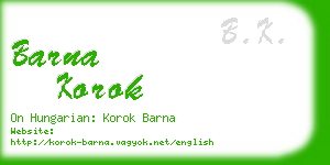 barna korok business card